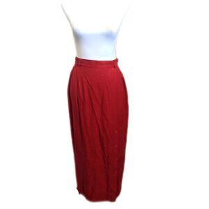 Gary Fabrikant vintage 100% silk red pencil skirt, back zip & button closure 8